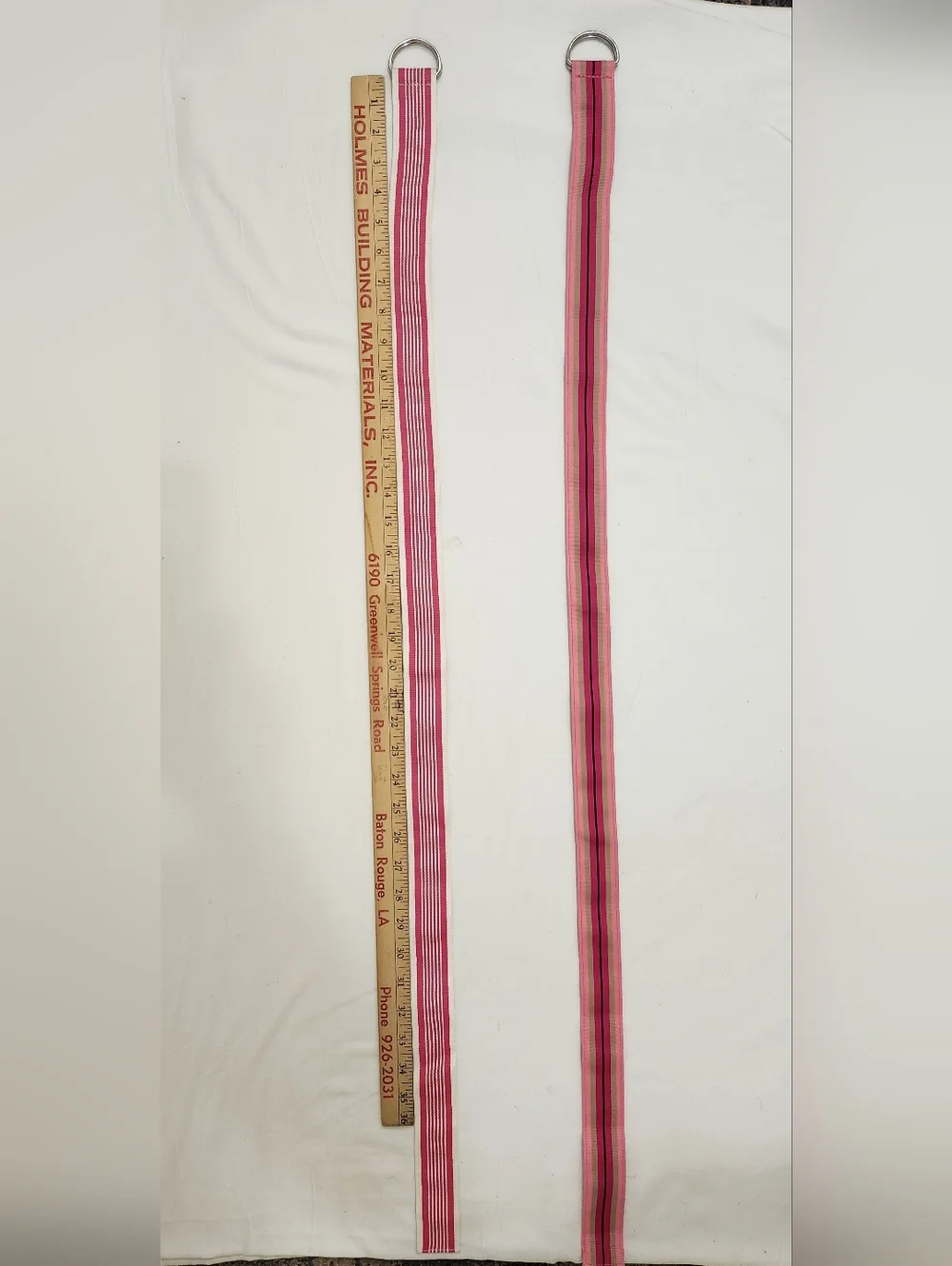 VINTAGE Express Pink Striped Grosgrain Ribbon  Belts with D-Ring Closures
